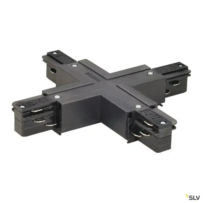 EUTRAC®, connecteur en X, intérieur, pour rail 3 allumages en saillie, noir