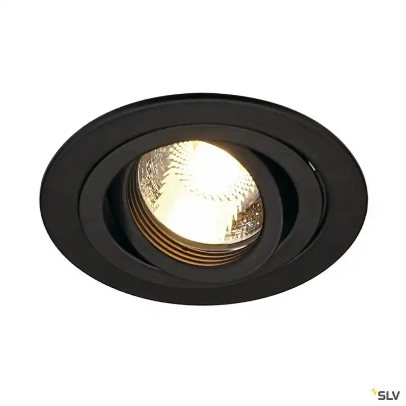 PIREQ, encastré de plafond intérieur, rond, noir mat, GU10/QPAR51, 50W max