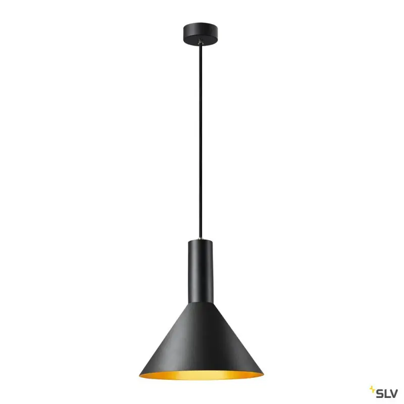 PHELIA 25, suspension intérieure, Ø 27,5 cm, noir/doré, E27, 23W max