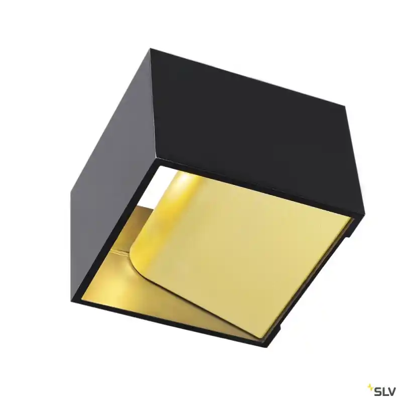 LOGS IN, applique intérieure, carré, noir/laiton, LED, 6,9W, 3000K
