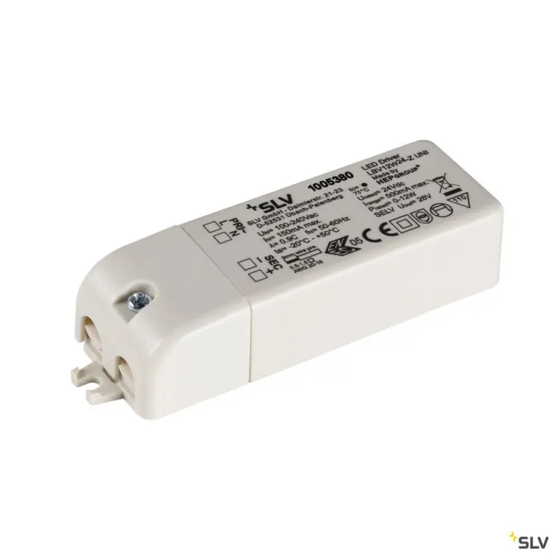 Alimentation LED, intérieur, blanc, 12W, 24V, avec serre-câble