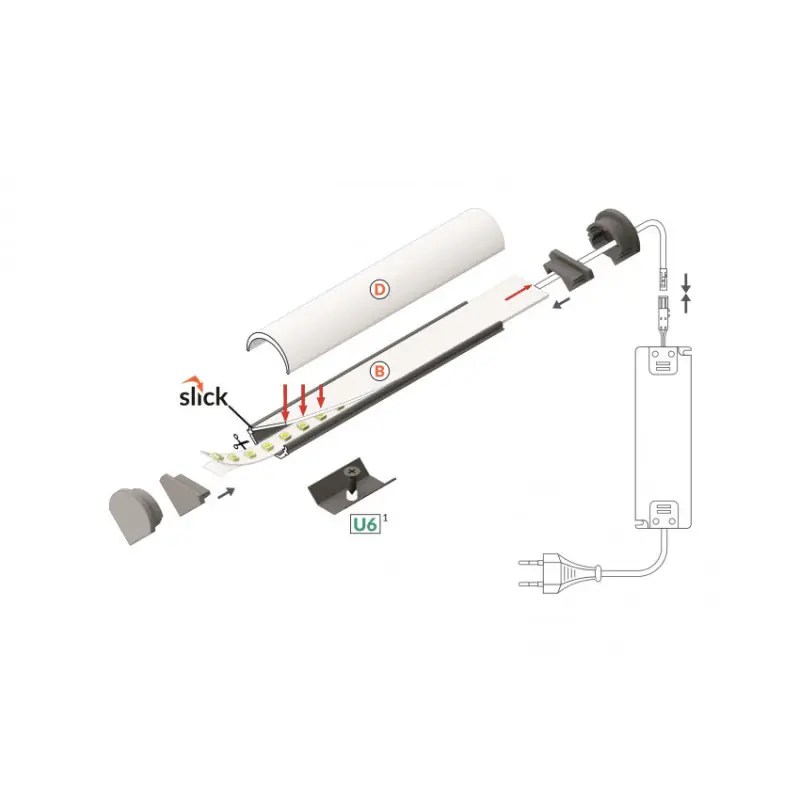 Profilé Aluminium ruban d‘angle avec diffuseur pour Ruban LED