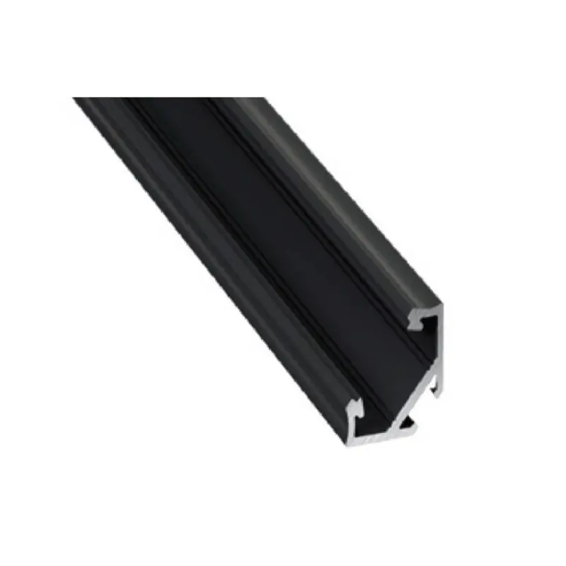 Profilé 2m Aluminium d‘angle noir avec diffuseur opaque Continu pour Ruban LED