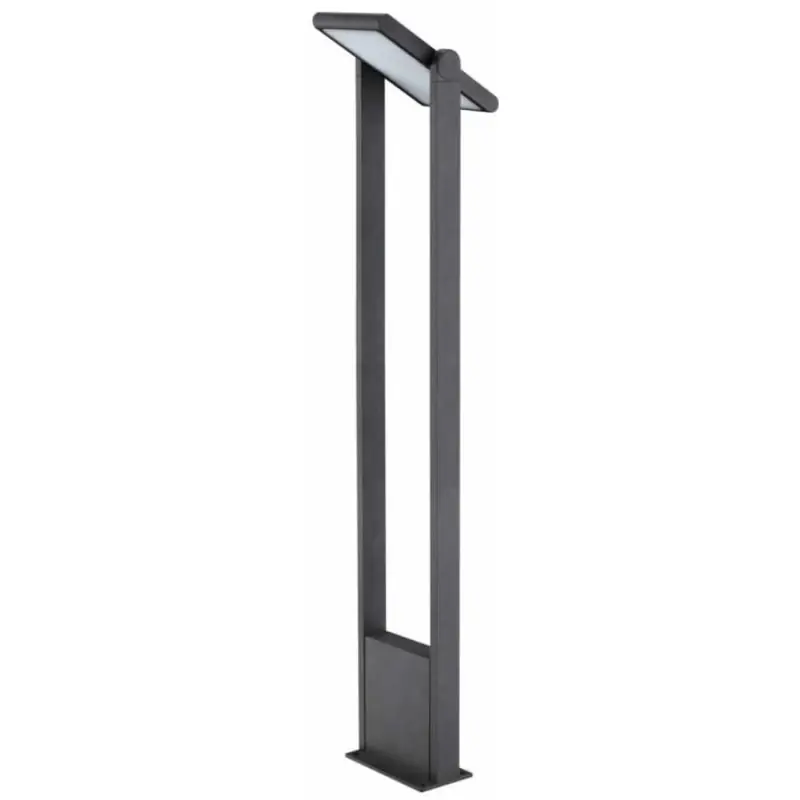 Borne led potelet 100cm-gris anthracite-tête solaire orientable-capteur crépusculaire-ip54-200lm-3000k