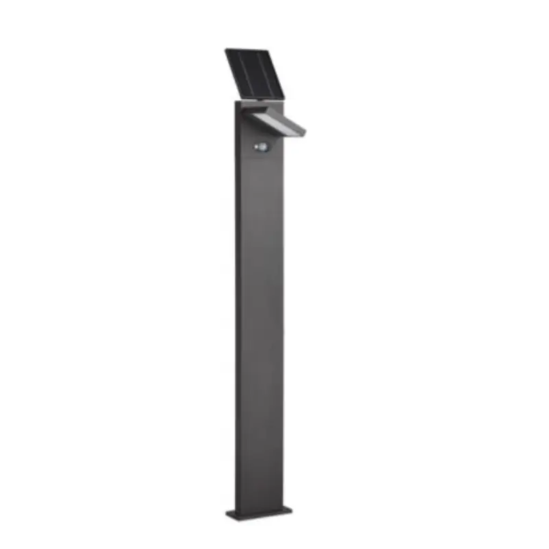 Borne led potelet détecteur mouvement 100cm-gris anthracite-tête solaire orientable-ip54-220lm-3000k