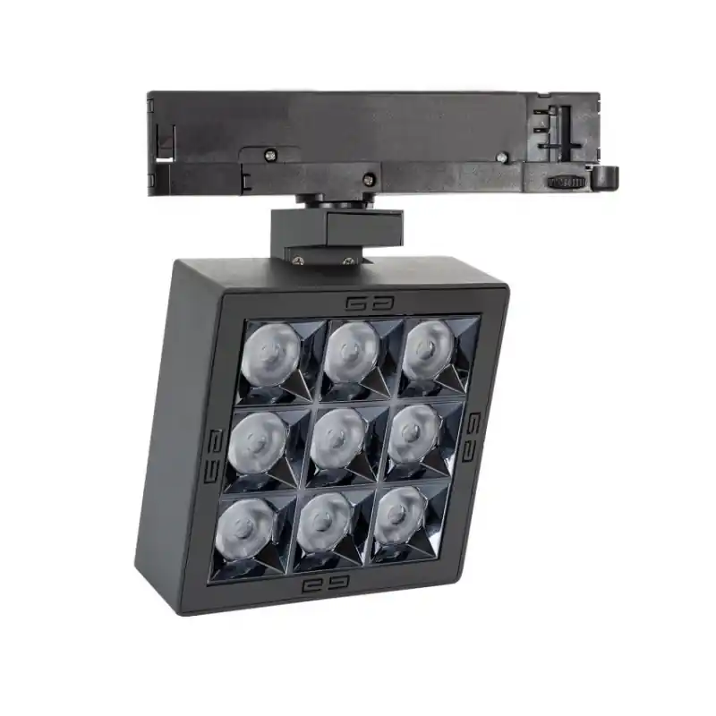 Projecteur led 30w noir-40°-cri 85-2720lm-rail 3 allumages boutiques commerces