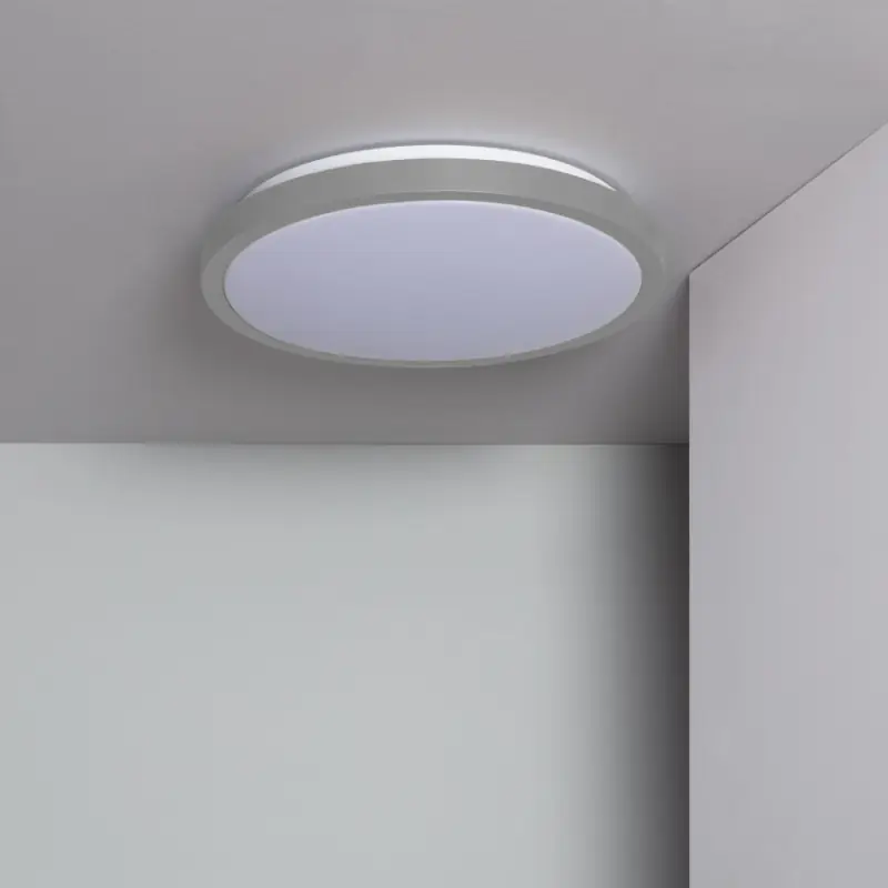 Applique plafonnier 19w led cct-métal rond 40cm-gris-jaune-rose