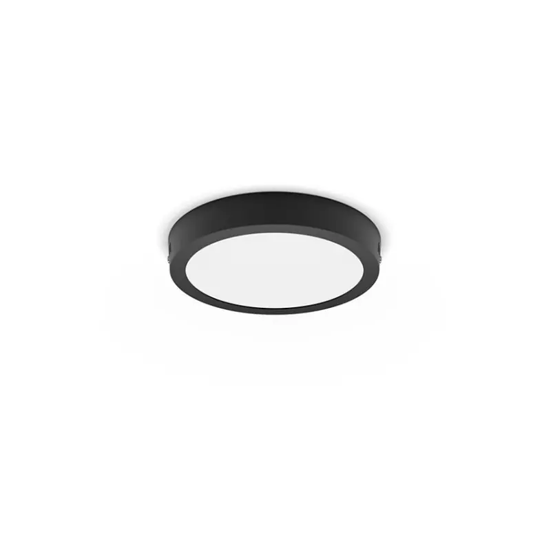 Applique plafonnier 12w led 2700k philips-métal rond noir-21cm