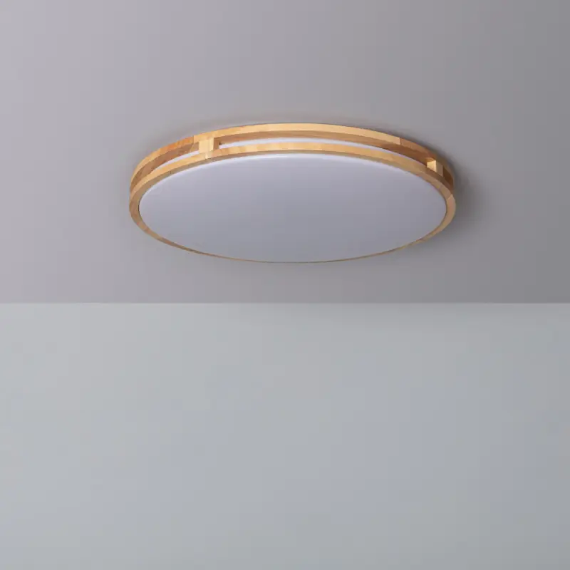 Plafonnier bois rond led 20w cct-40cm-3000k-4000k-6000k