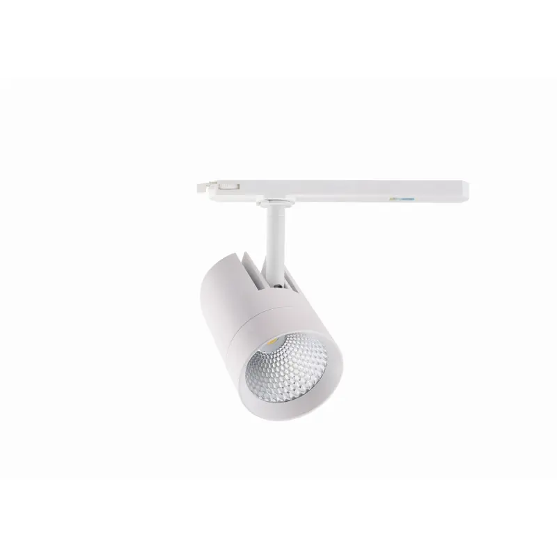 Projecteur led 30w blanc-40°-cri 90-2550lm-3000k-4000k-sur rail 3 allumages aluminium blanc boutiques commerces