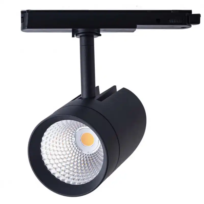Projecteur led 30w noir-40°-cri 90-2550lm-3000k-4000k-sur rail 3 allumages aluminium blanc boutiques commerces