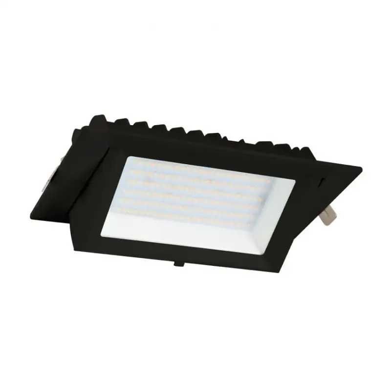 Encastrable 60w led orientable rectangulaire noir type halogène iodure 240x145mm-7800 lumens-500w