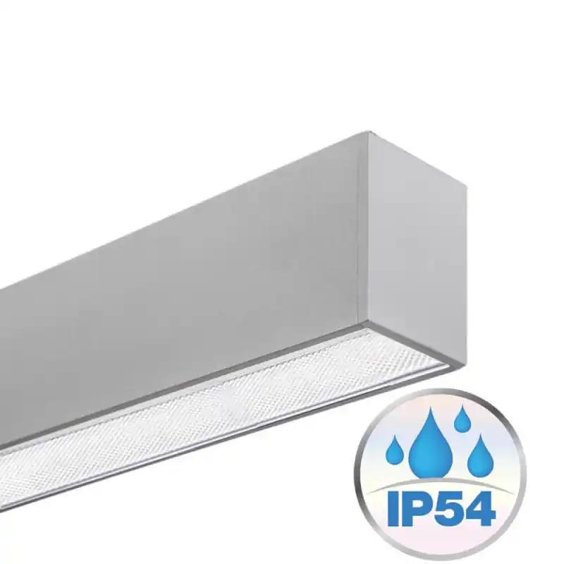 Plafonnier barre grise aluminium profilé led ip54-44cm-94cm-144cm-194cm gris
