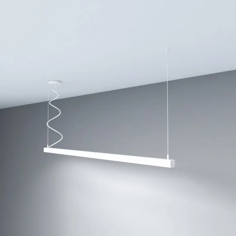 Suspension blanche barre aluminium profilé led ip54-44cm-94cm-144cm-194cm-blanc
