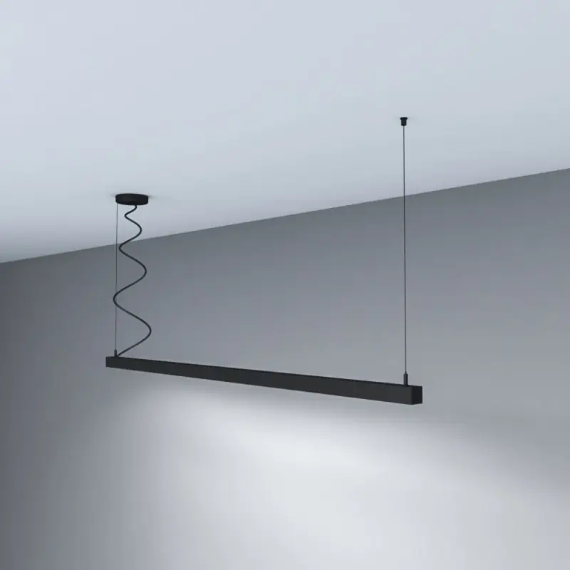 Suspension noire barre aluminium profilé led ip54-44cm-94cm-144cm-194cm