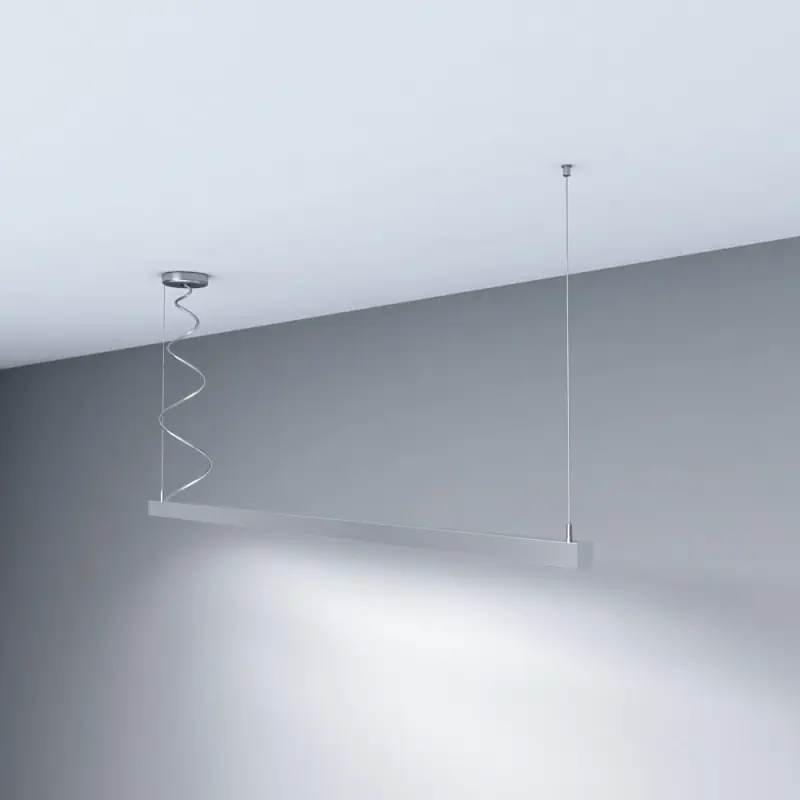 Suspension grise barre aluminium profilé led ip54-44cm-94cm-144cm-194cm-gris