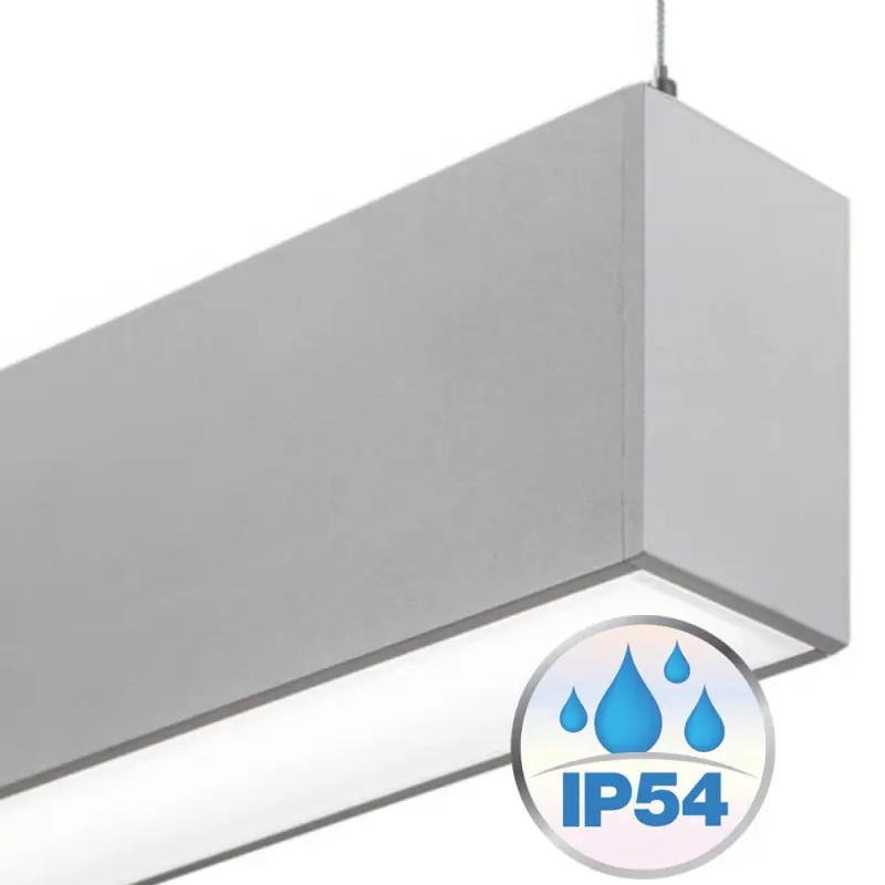 Suspension ligne continu grise barre aluminium profilé led ip54-50cm-100cm-150cm-200cm-gris