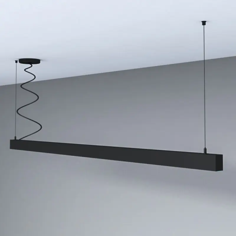 Suspension noire barre aluminium noir ip54 profilé led rgb 50cm-100cm-150cm-200cm