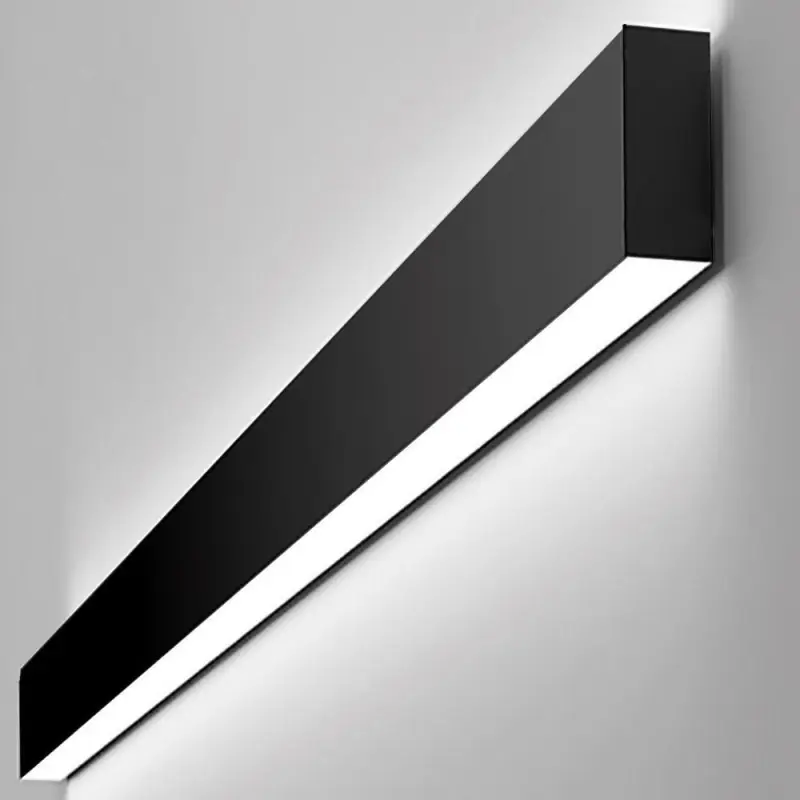 Applique noire barre aluminium profilé led variable ip54-44cm-94cm-144cm-194cm noir