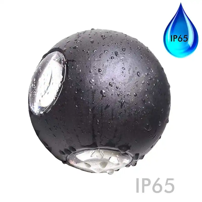 Applique murale extérieure 12w led 4 voies 1320 lumens 3000k demi boule