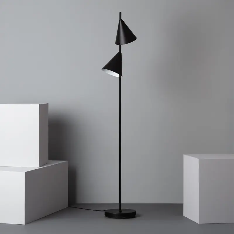 Lampadaire a poser 164cm 230v pied métal noir-blanc-marron