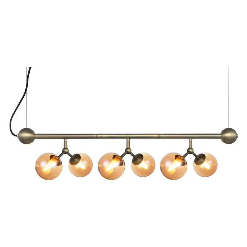ATOM Mini Horizontal laiton antique et ambre verre, 6xG9