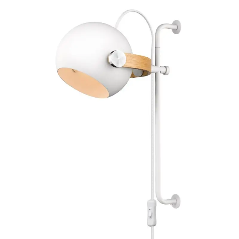 D.C applique Ø18 long E27, blanc / chêne