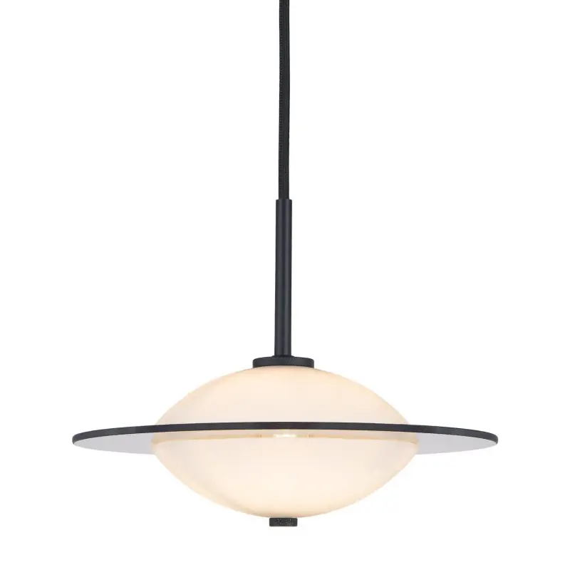Orbit suspension diam.24cm verre opal, noir metal G9