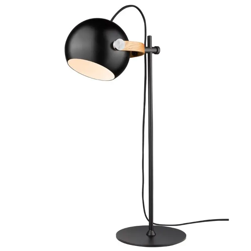D.C lampe à poser diam.18 E27, noir / chene