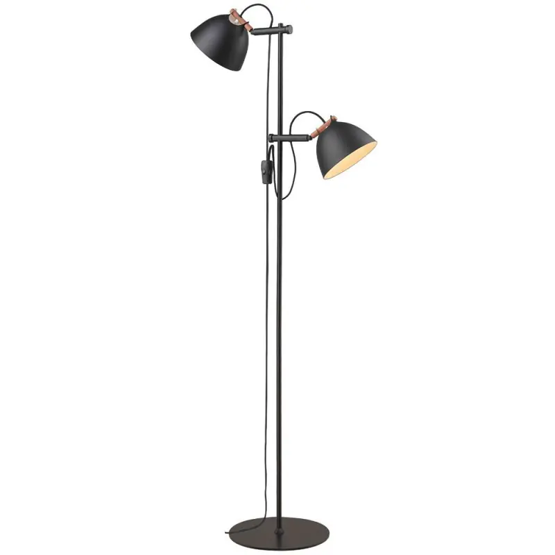 ARHUS lampadaire 2L diam.18 G9, noir / bois