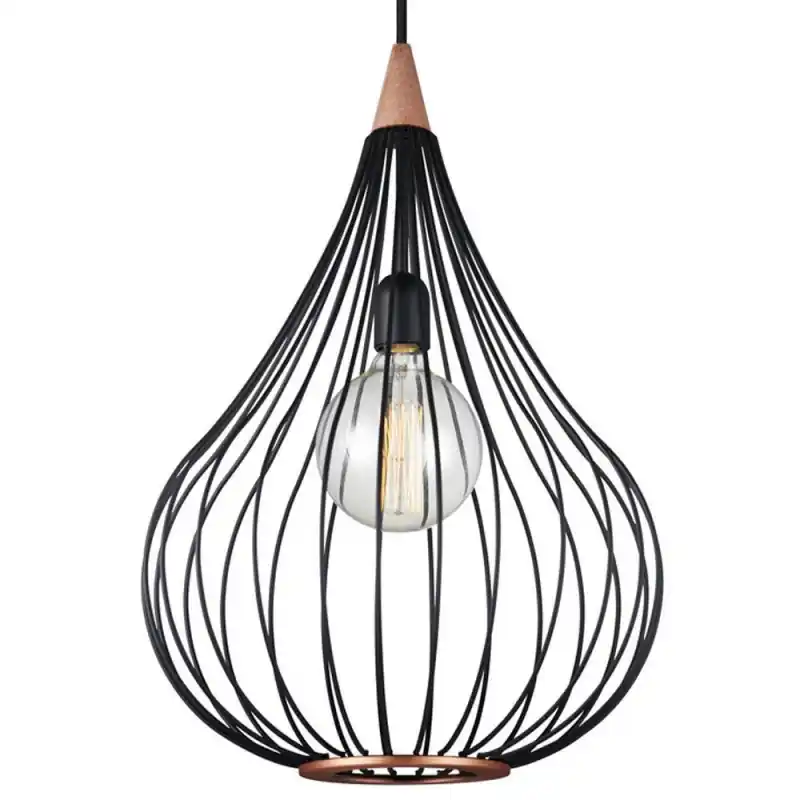 DROPS suspension diam.38 /noir/bois foncé