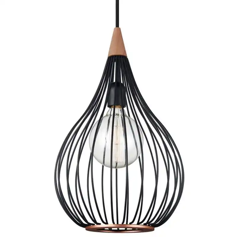 DROPS suspension diam.30 /noir/bois foncé