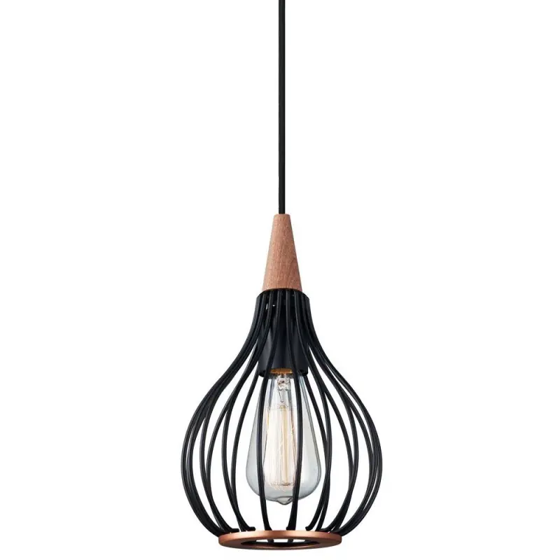 DROPS suspension diam.17 /noir/bois foncé