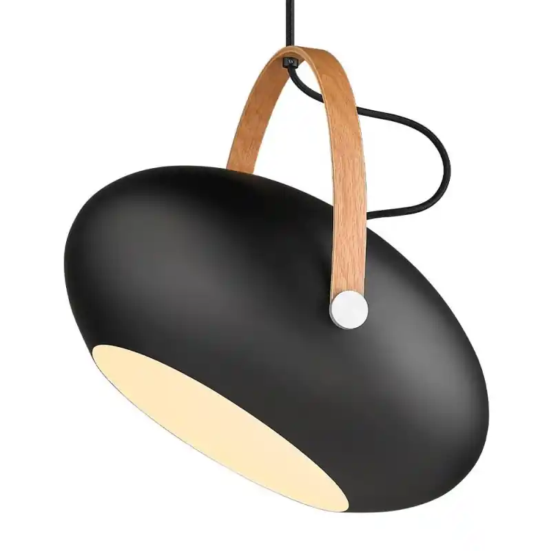 D.C suspension diam.40 E27, noir / chene
