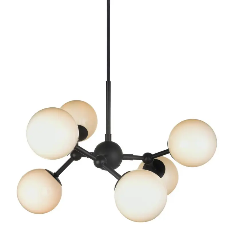 ATOM mini lustre noir et verre opal, 6xG9