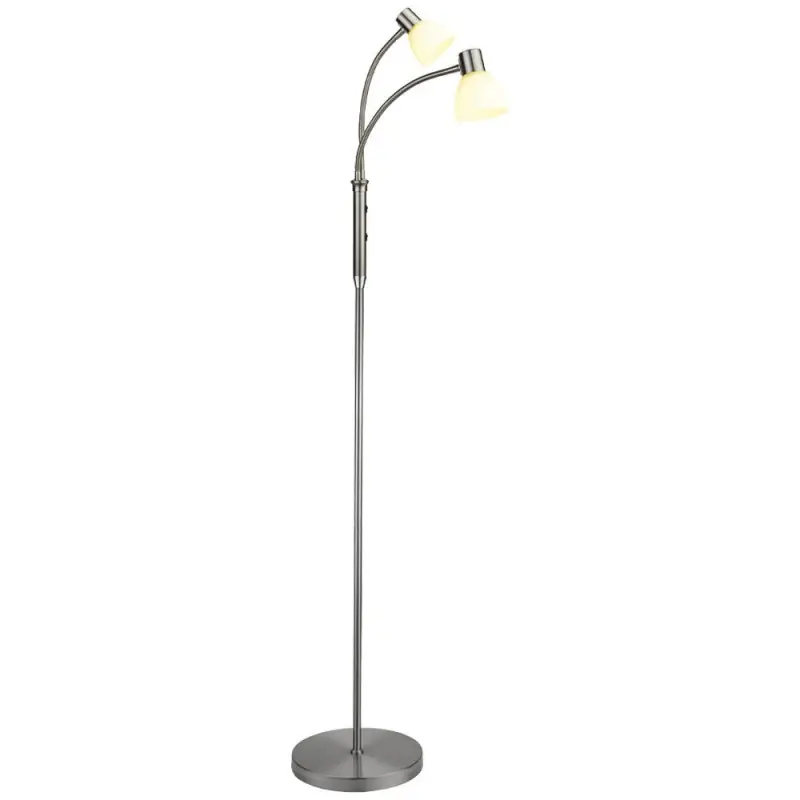 HUDSON lampadaire l. LED 2L G9, verre opal / acier