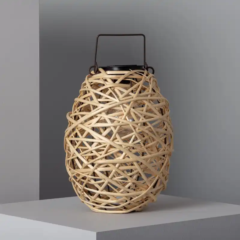 Lampe a poser solaire étanche rotin extérieur nomade lumineuse