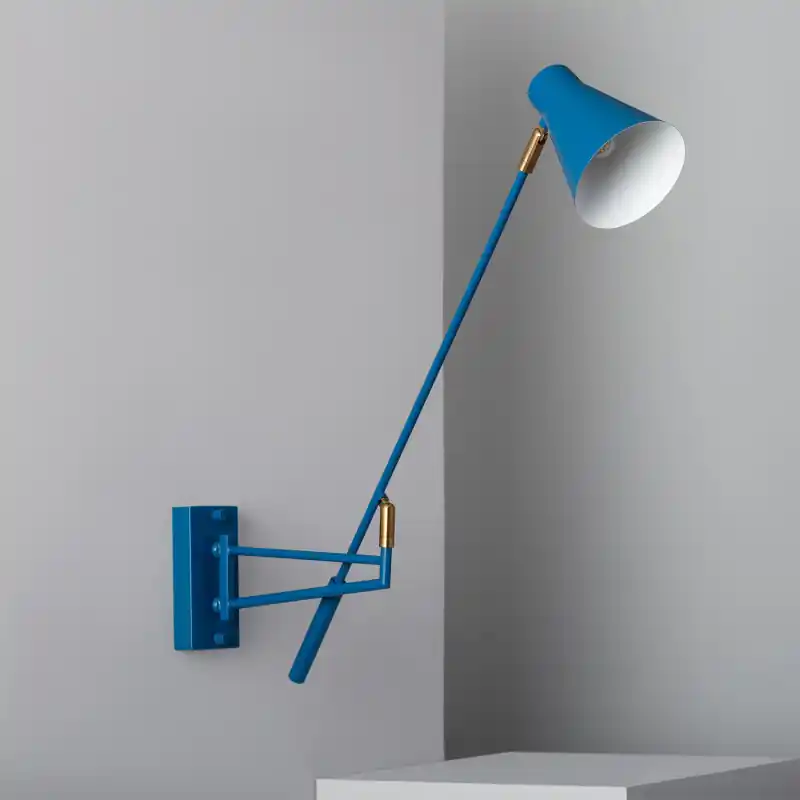 Applique murale support orientable métal bleu culot e27