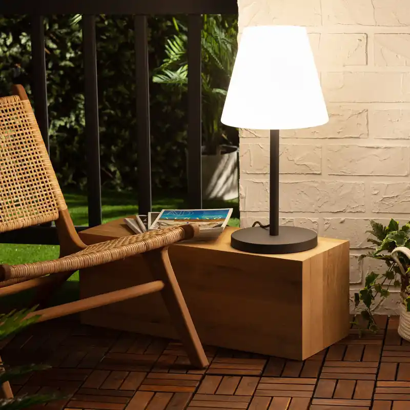 Lampe a poser extérieur aluminium noir ip65 douille culot e27