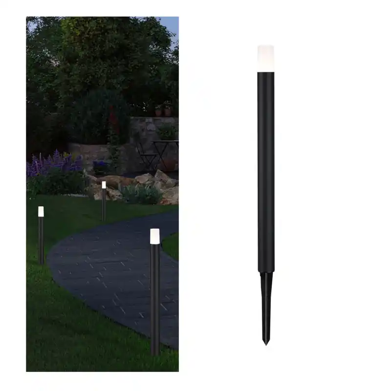 Borne extérieur P&S Flarea 600 IP65 3W 3000K Noir Métal