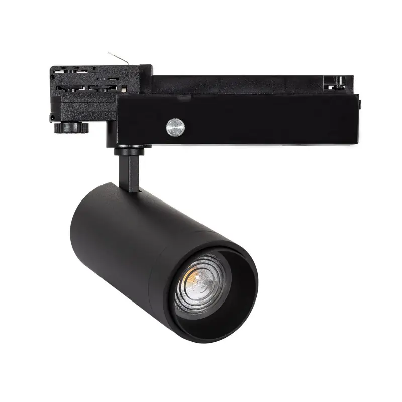 Projecteur led 30w noir-angle ajustable 15° a 60°-2600lm-3000k-rail 3 allumages aluminium blanc boutiques commerces