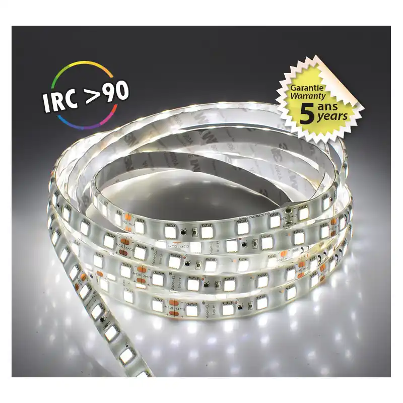Bandeau LED 6000K 5 m 60 LED/m 62W IP65 - 24V - GARANTIE 5 ANS