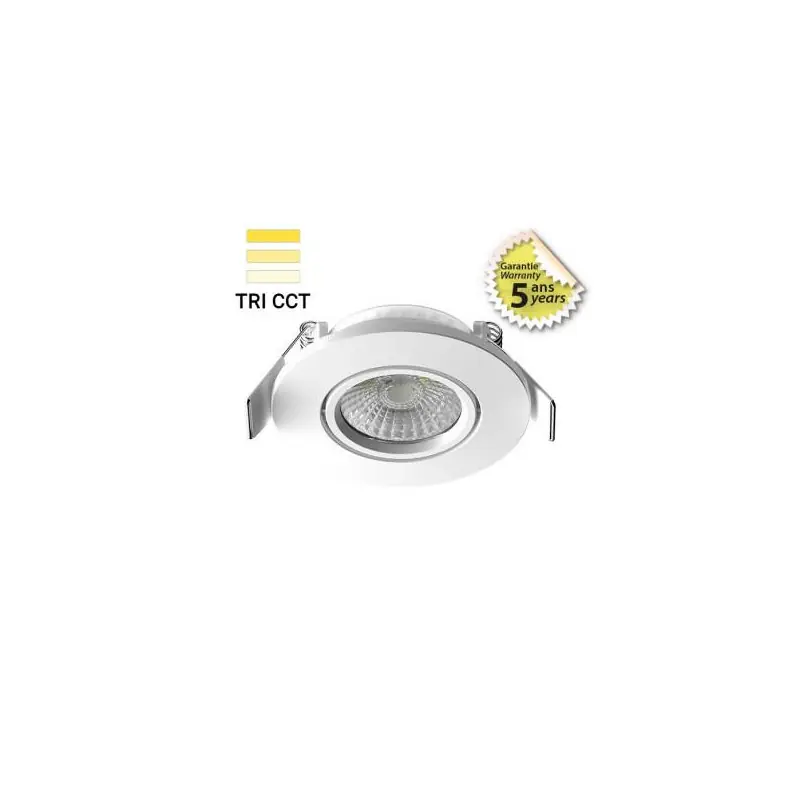 Spot 6w led rt2012/rt2020 encastrable orientable variable ip65 recouvrable rond blanc 96mm blanc-bbc-sélectionneur CCT