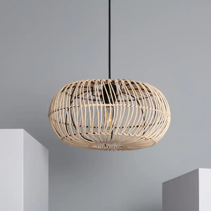 Suspension luminaire suspendu rotin culot e27