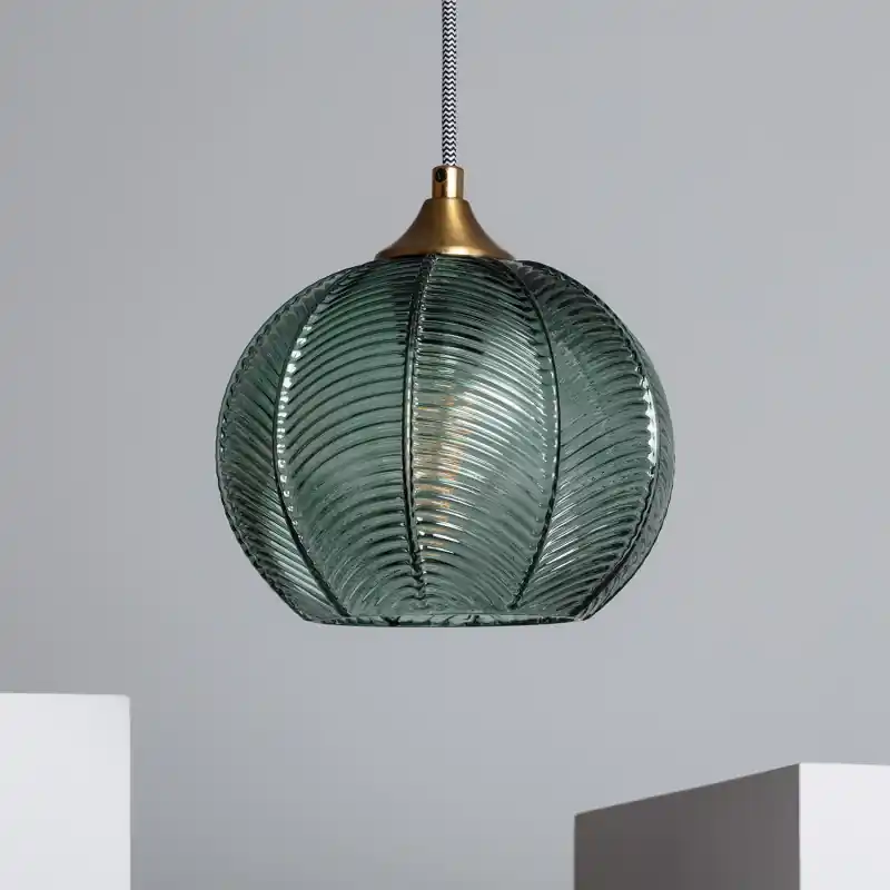 Suspension luminaire suspendu métal doré et verre culot e27