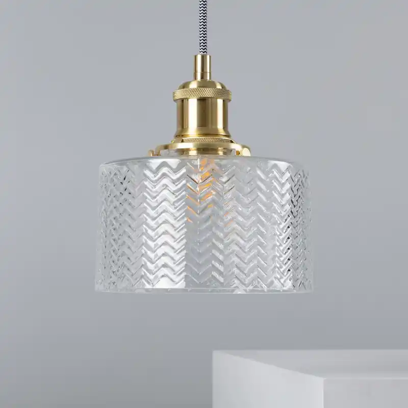 Suspension luminaire suspendu métal doré et verre culot e27