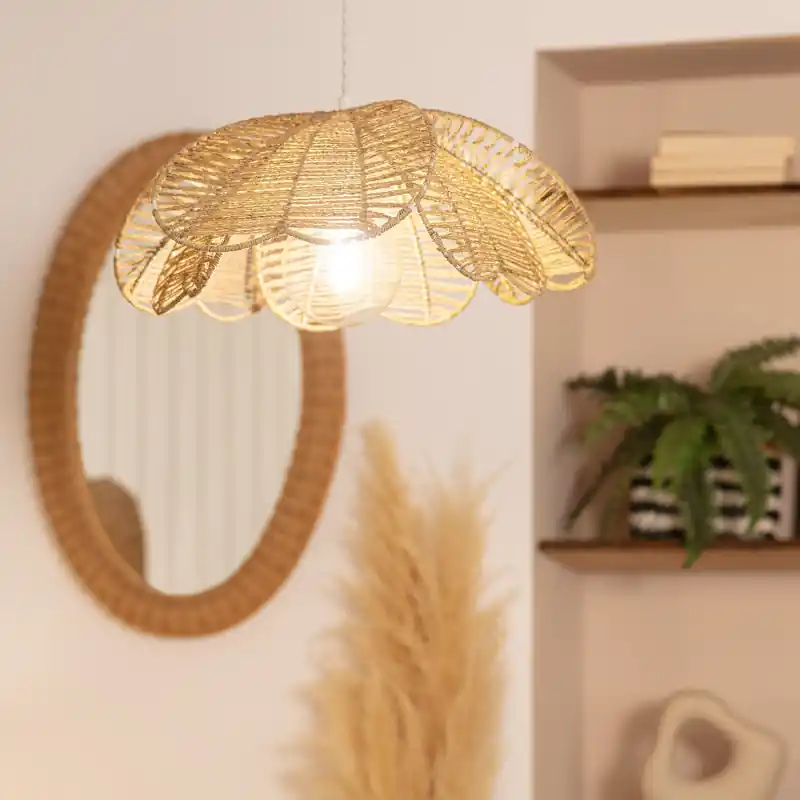 Suspension luminaire suspendu rotin culot e27