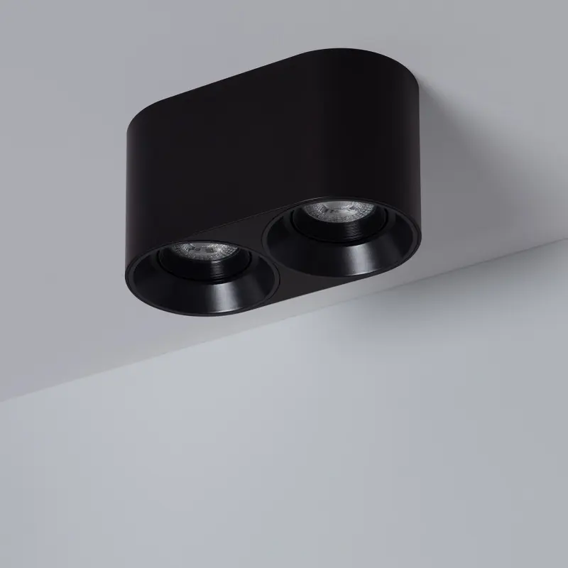 Plafonnier noir double ampoule 10w led gu10 220v