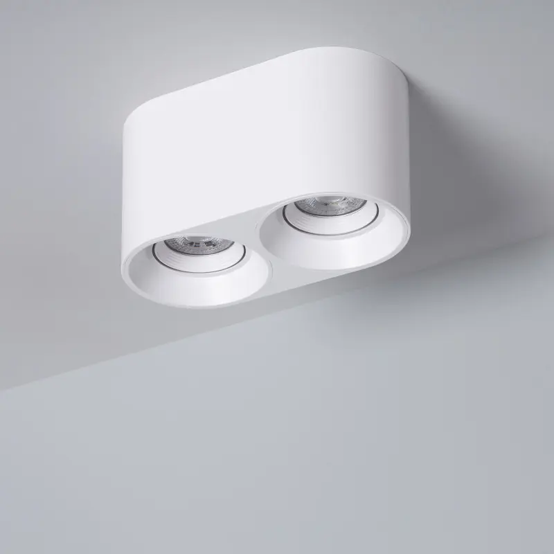 Plafonnier blanc double ampoule 10w led gu10 220v