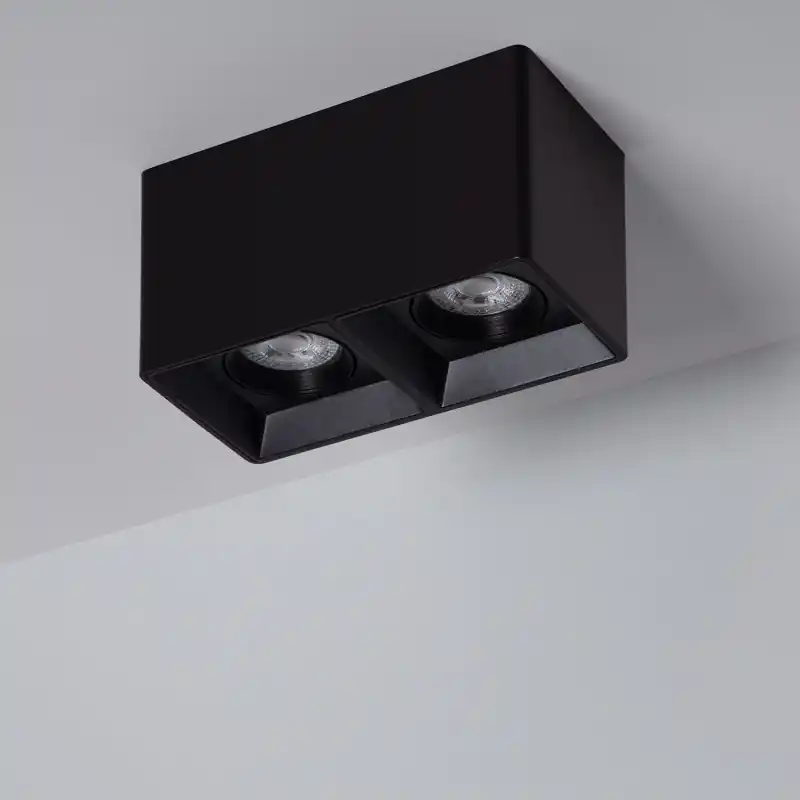Plafonnier noir double ampoule 10w led gu10 220v